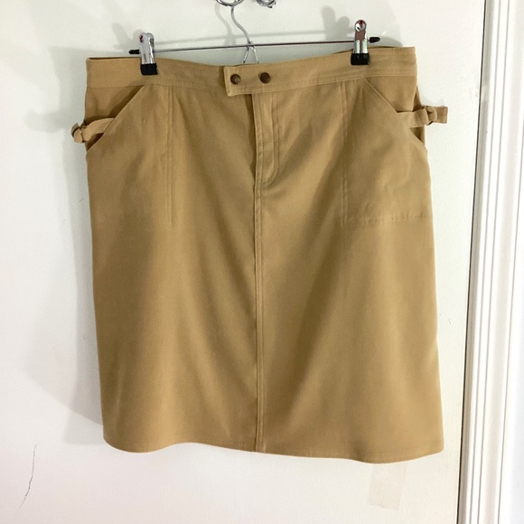 Y2K DUCK HEAD BEIGE SKIRT SIZE 18 1/2 FAUX SUEDE MOLESKIN WESTERN AZTEC - Picture 1 of 8